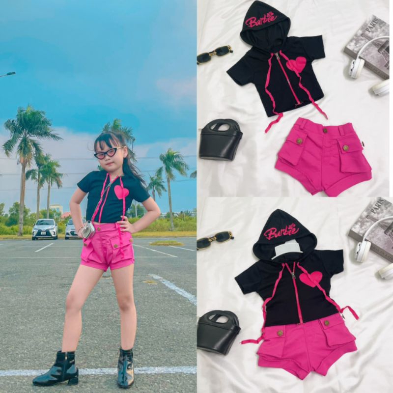 Set Áo Thun Có Nón Phối Quần Short Túi Hộp