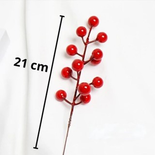 Cành đào đông, quả đỏ trang trí tết (20cm)