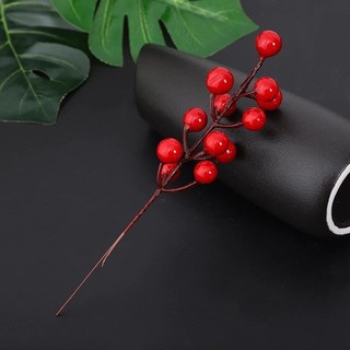 Cành đào đông, quả đỏ trang trí tết (20cm)