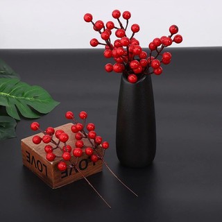 Cành đào đông, quả đỏ trang trí tết (20cm)