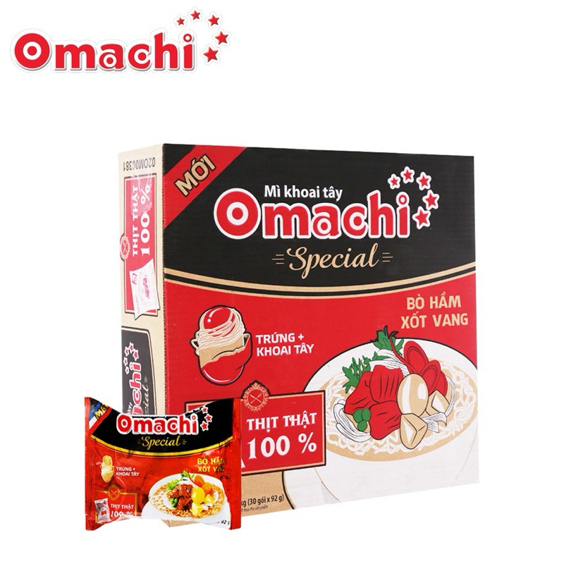 Thùng 30 Mì Omachi Bò Hầm Xốt Vang 92g