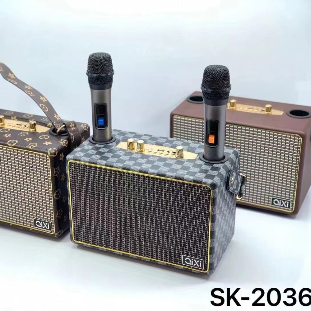 Loa Bluetooth SK-2036 Có Sẵn 2 Micro Không Dây Hát Karaoke Nghe Nhạc Bass Cực Đỉnh TECHHIGH