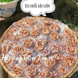 Kẹo chuối cuộn đậu phộng bánh tráng Bến Tre