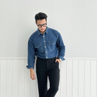 ÁO SƠ MI DENIM BASIC CAO CẤP CHẤT VẢI DÀY DẶN DIVIDE BRAND