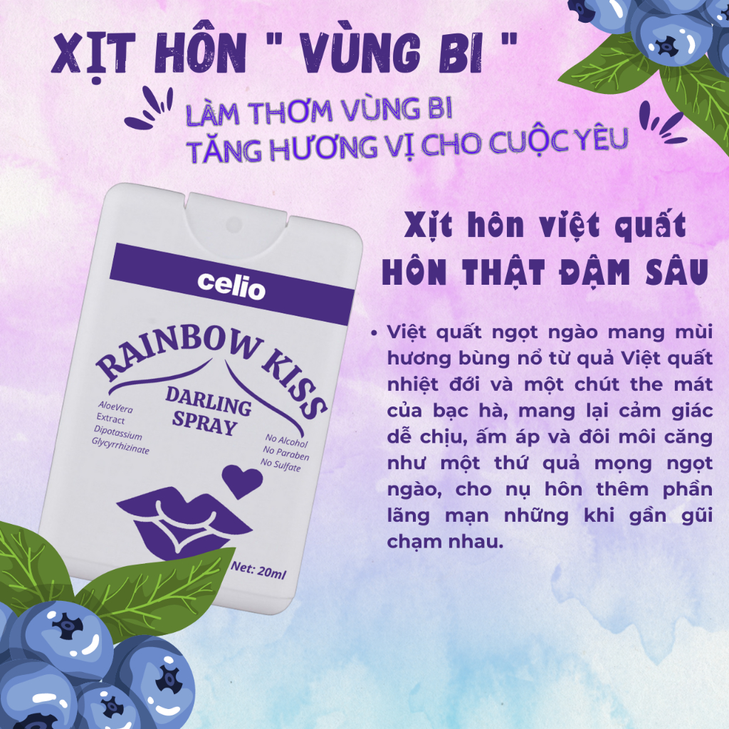 Xịt Ngon Xịt Hôn Thơm Vùng Kín CELIO Hương Vị Trái Cây Giúp Nàng và Chàng Tự Tin Với Mùi Hương Hoa Quả The Mát 20ml