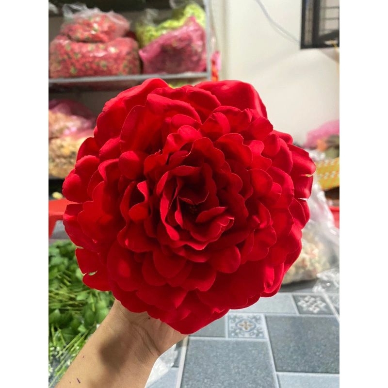hoa trang trí bông mẫu đơn nhung loại to 20cm