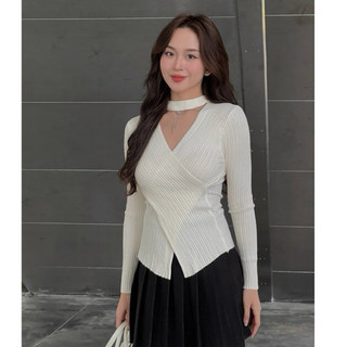 Áo len vạt chéo DORIA cổ chocker cá tính năng động Aolenvatcheo_P13K7