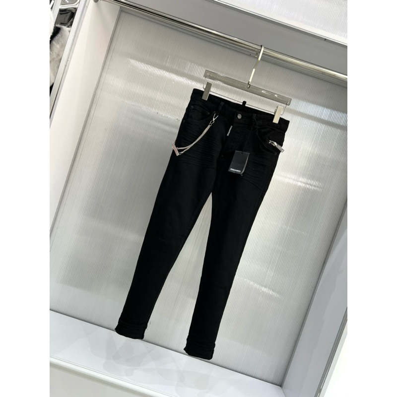 [Hight Quality]- Jean Dsq2 - Quần Dsq2 Đen Trơn Mix Dây Xích Tháo Rời Đơn Giản - Chuẩn Loại 1 Hàng QC