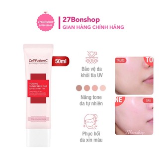 (MẪU MỚI) KEM CHỐNG NẮNG NÂNG TÔNG, CHỐNG LÃO HÓA DA CELL FUSION C TONING SUNSCREEN 100 SPF50+/PA++++