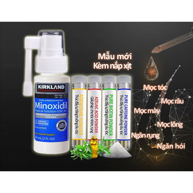 Tinh chất bôi tóc Kirkland 5% chính hãng Mỹ, ngăn rụng hói và mọc tóc, râu, mày cho nam