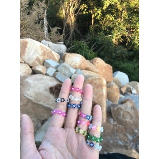 Nhẫn handmade hạt cườm phối hoa nhiều màu - mẫu theo số trong hình