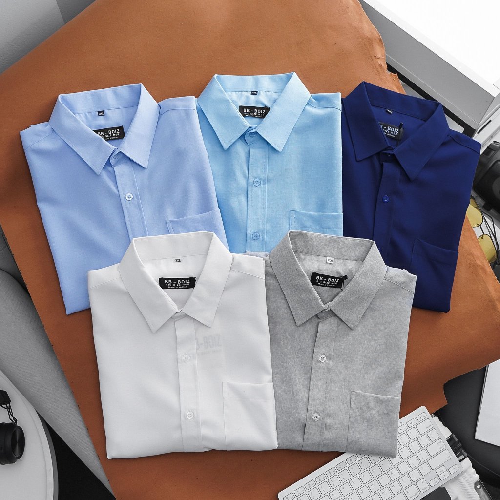 ÁO SƠ MI TAY NGẮN Nam BB - Boiz Form BigSize 80kg - 130kg | Chất Kate Bố | Công Sở