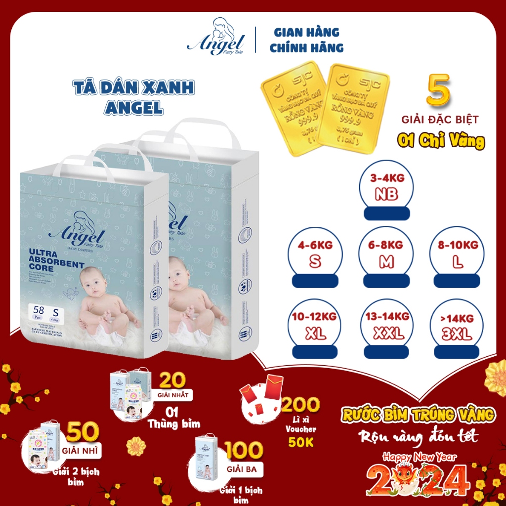 Tã Dán ANGEL Ultra Absorbent Core full Size