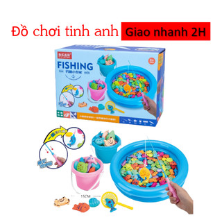 Bộ đồ chơi câu cá gồm phao, cần câu, cá, xô - chậu đầy đủ