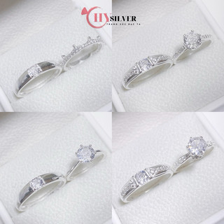 Nhẫn đôi bạc CHY SILVER đính đá bạc thật ND02