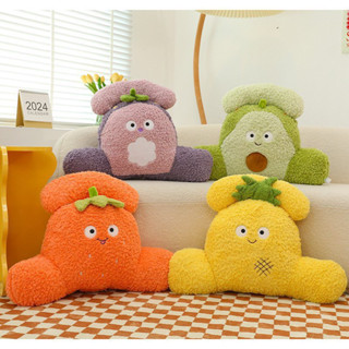 Gối tựa lưng văn phòng hình quả lông xù xinh xắn, gối tựa gấu bông họa tiết ngộ nghĩnh dùng tựa lưng văn phòng