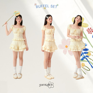 Áo kiểu tay phồng phối bèo đính nơ và quần short tầng bèo đáng yêu “RUFFEL SET” by Gum Tailor