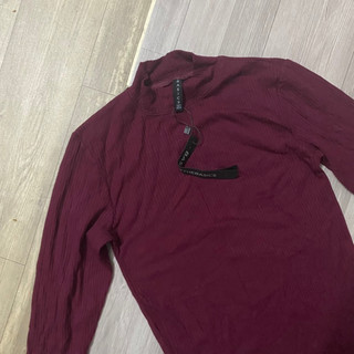 New áo len gân đỏ đô hiệu Zara mã 0