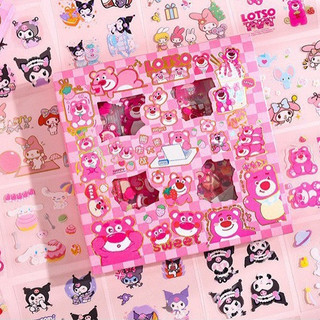 Hộp 100 tấm Sticker Gấu Dâu siêu dễ thương Hình dán Gấu Dâu