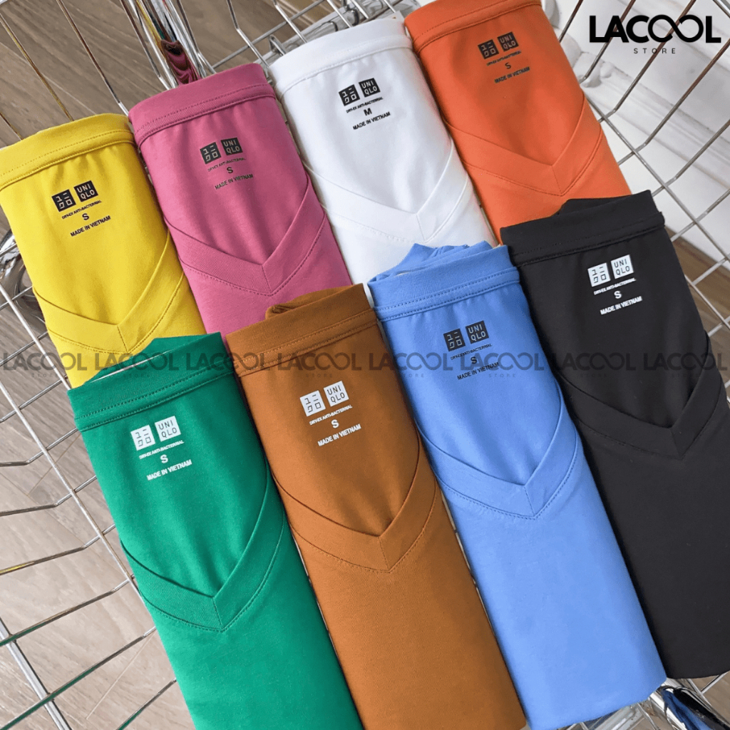Áo Phông Nữ Cổ Tim Ngắn Tay LACOOL Dáng Suông Chất Cotton Basic Cao Cấp Co Giãn 4 Chiều Cổ Chữ V Duyên Dáng 8 Màu LA07 | BigBuy360 - bigbuy360.vn