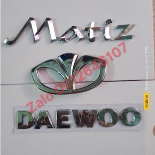 Tem dán, decal, logo/ lô gô chữ nổi daewoo matiz, chữ matiz, chữ daewoo, lô gô biểu tượng matiz