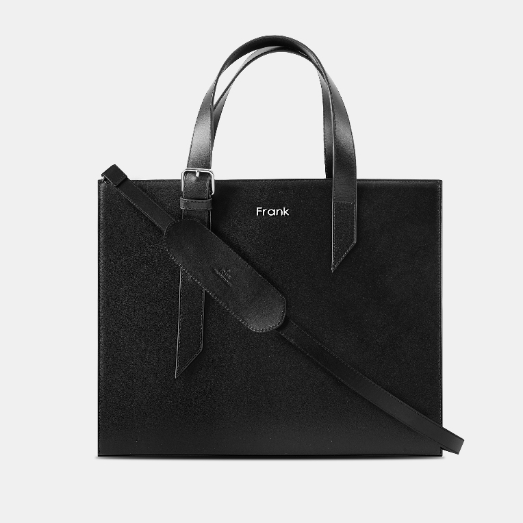 Túi Tote Đeo Chéo Nam Da Bò Mastrotto Cao Cấp FRANK Santiago L Tote Bag Túi Xách Da Công Sở Nam Màu Đen-Jet Black