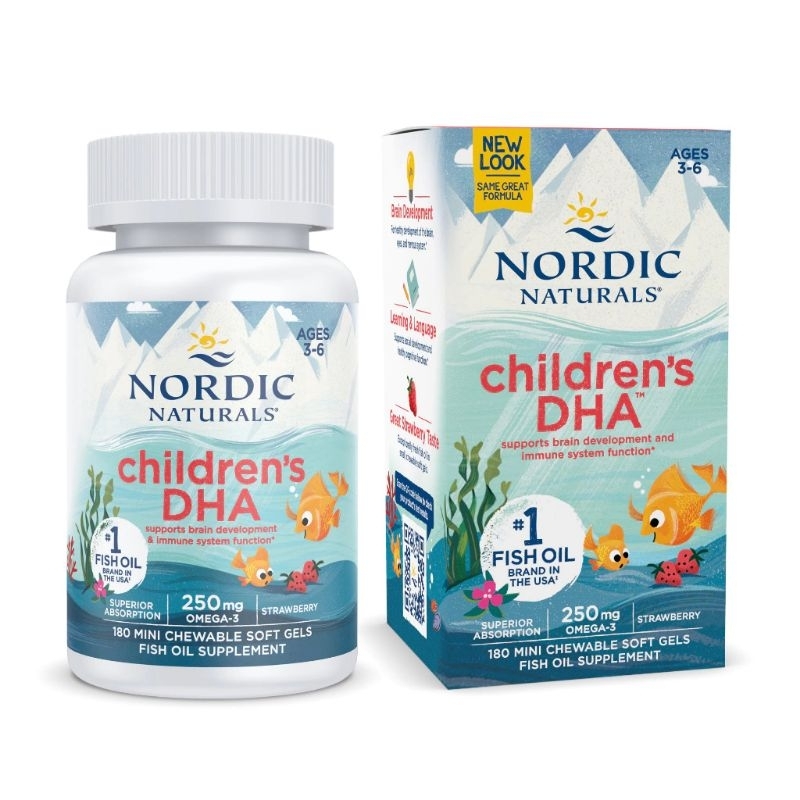 Chidren DHA Nodric giúp ngôn ngữ, trí nhớ, vóc dáng, đề kháng, thị lực trẻ 250mg Omega 3 180vk