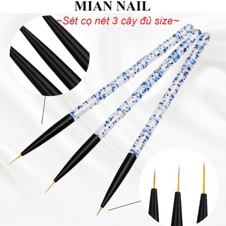 Set cọ râu vẽ nét, sét cọ nét 3 cây cọ nét vẽ móng nail