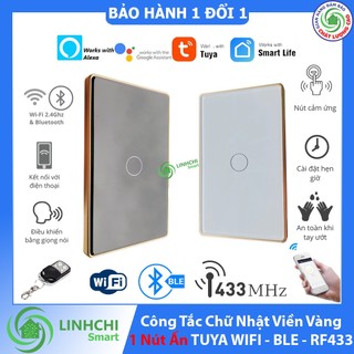 [Hỏa Tốc] Công Tắc Chữ Nhật 1 nút ấn Tuya Wifi Bluetooth RF433MHz Điều Khiển Bật Tắt Trên Điện Thoại Qua Ứng Dụng Tuya