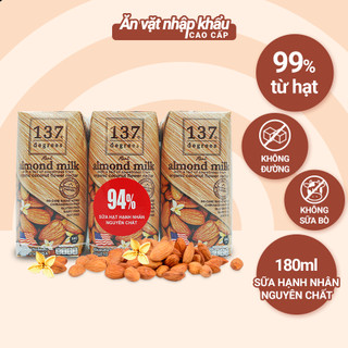 Sữa Hạt Hạnh Nhân Nguyên Chất 137 Degrees (Lốc 180ML x 3 Hộp)