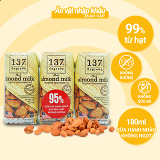 Sữa Hạt Hạnh Nhân Không Đường 137 Degrees (Lốc 180ML x 3 Hộp)
