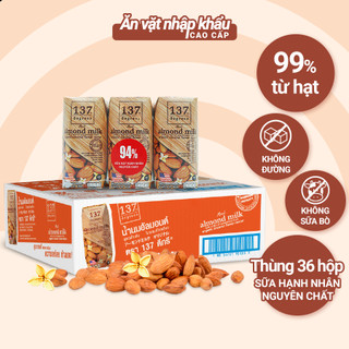 [MUA 1 THÙNG 180ML TẶNG 1 LỐC PETIT + 1 HỘP BỘT COLLAGEN] Sữa Hạt Hạnh Nhân Nguyên Chất 137 Degrees (180ML x 36 Hộp)