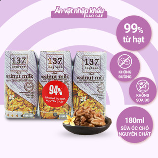 Sữa hạt Óc Chó Nguyên Chất 137 Degrees 180ml (Lốc 3 hộp)