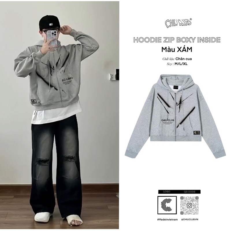 Áo Hoodie Zip Inside CHILICLUB