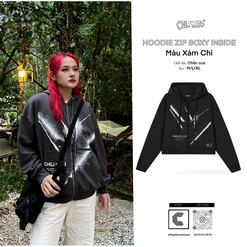 Áo Hoodie Zip Inside CHILICLUB