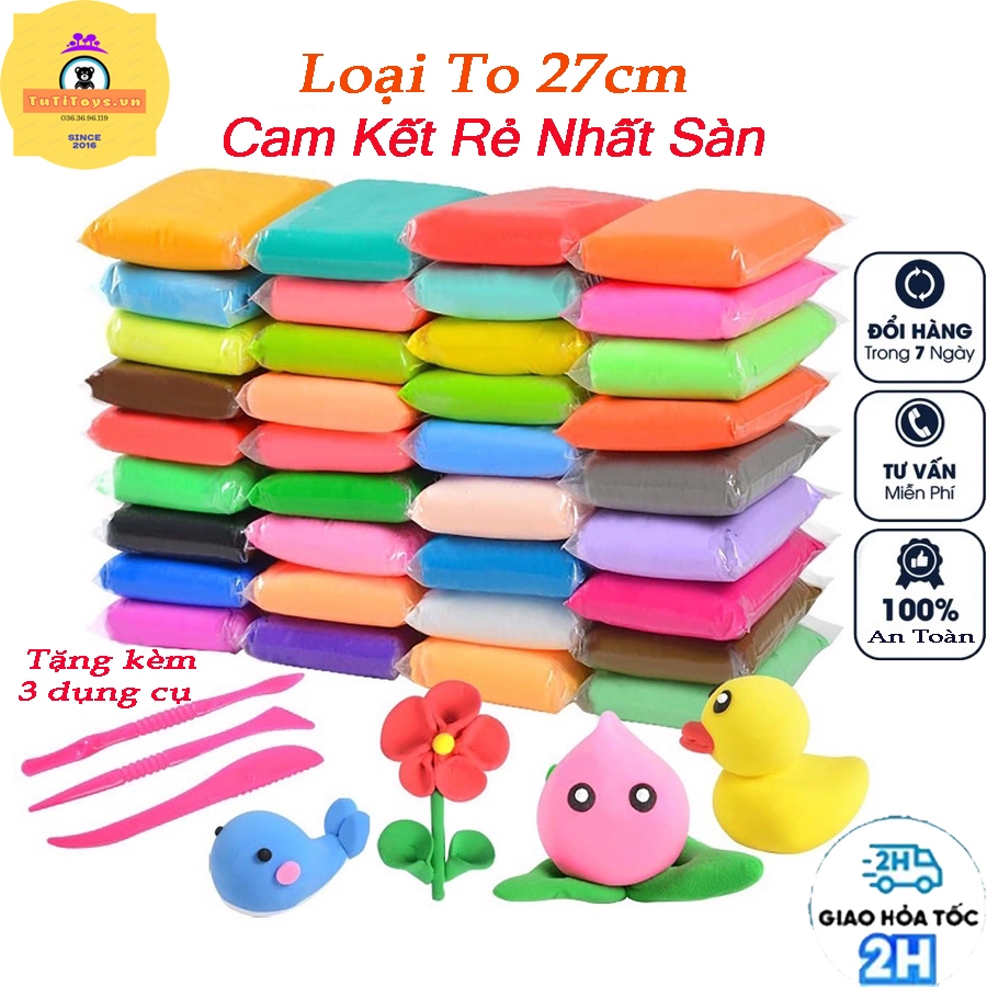 Đất sét, đất nặn tự khô 12/24/36 màu an toàn nặn hình đáng yêu siêu nhẹ an toàn cho bé không dính da tay, không mùi