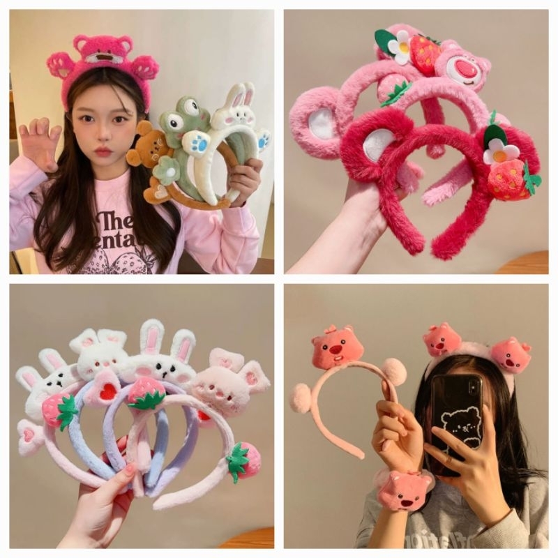 Cài tóc rửa mặt, Bờm cài tóc, Băng đô cài tóc hình thú hoạt hình Loopy, gấu dâu, hải ly hottrend siê