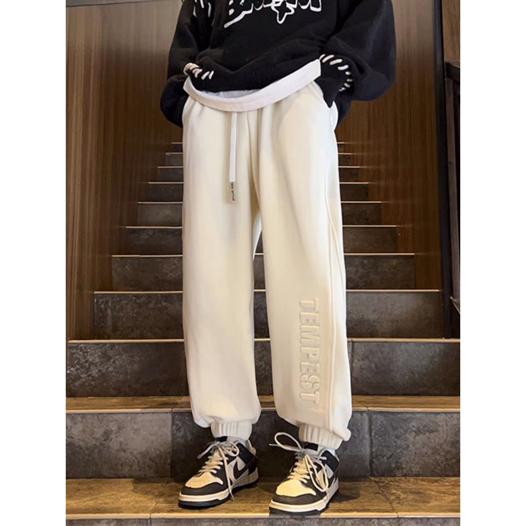 Quần Jogger MẶC ĐƯỢC QUANH NĂM chữ TEMPECT unisex nam nữ - Quần ống rộng chất vải nỉ Hàn bo gấu siêu chất dễ phối