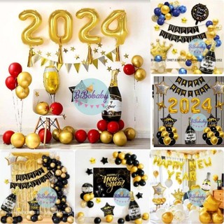 Sét bóng Happy new year trang trí năm mới Tết 2024 - BiBo baby