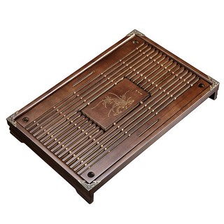 Khay đựng ấm chén bọc đồng 43x28cm