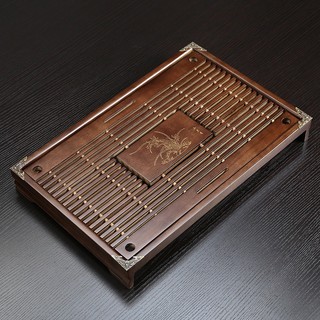 Khay đựng ấm chén bọc đồng 43x28cm