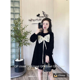 Váy Xuông Nhung Nơ Bling QP