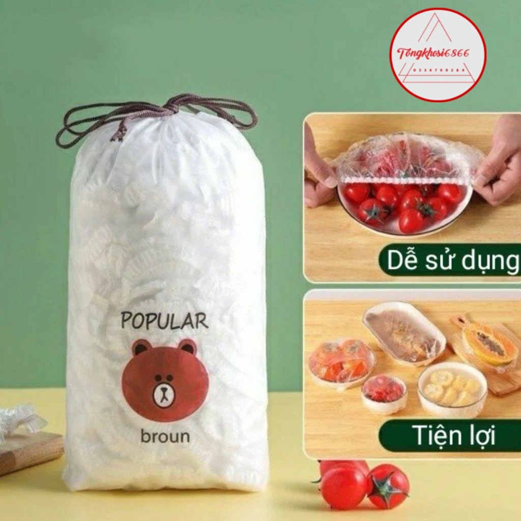 Màng Bọc Thực Phẩm PE Túi Gấu Túi Bọc Thức Ăn Có Chun Co Giãn Tái Sử Dụng