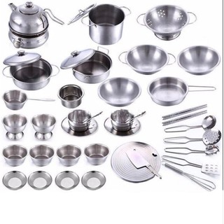 Bộ Đồ Chơi Nấu Ăn Bằng INOX 25 Món, 32 Món, 40 Món Dành Cho Các Bé Yêu