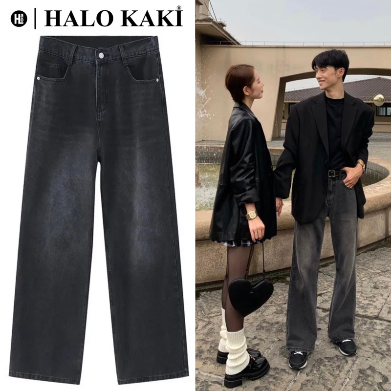 QUẦN JEANS BAGGY ĐEN KHÓI NHẠT V2 - QUẦN JEANS ỐNG RỘNG PHỦ GÓT | BigBuy360 - bigbuy360.vn