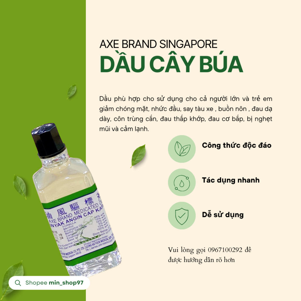 Dầu Cây Búa MALAYSIA Axe Brand CHÍNH HÃNG 5ML