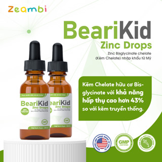 Kẽm Zeambi - Kẽm hữu cơ BeariKid ZinC Drops dạng nhỏ giọt, hương dưa gang (chai 30ml) - hỗ trợ ăn ngon, tăng đề kháng
