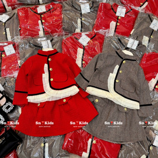 Xả Set dạ bèo viền đen sn kids cho bé gái mặc noel giáng sinh,tết