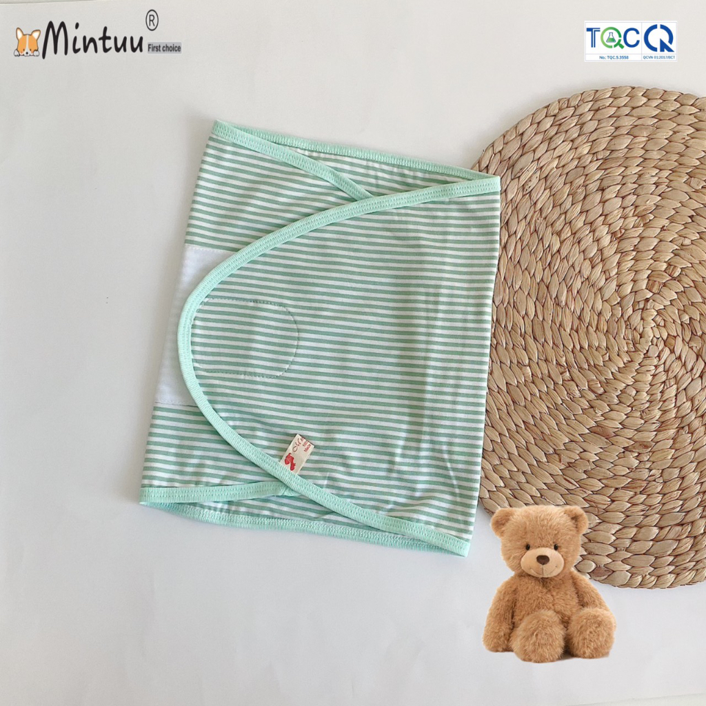 Ủ quấn chống giật mình bé sơ sinh vải visco sọc dẻo, thương hiệu Mintuu - 8043