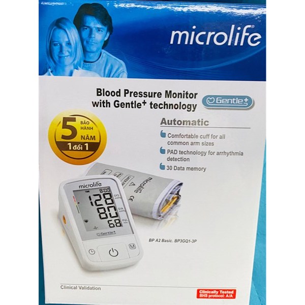 MÁY ĐO HUYẾT ÁP ĐIỆN TỬ BẮP TAY MICROLIFE BP A2 BASIC HỘP 1 CÁI
